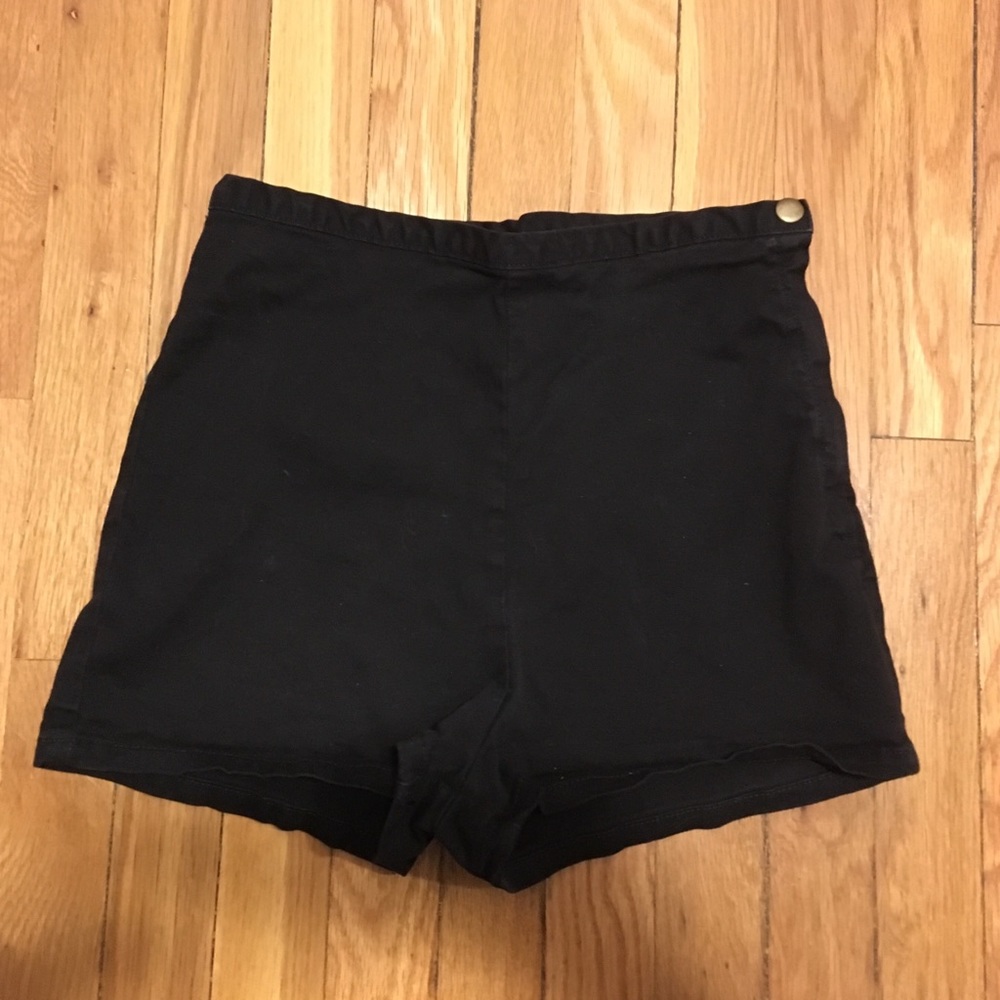 American Apparel HighWaisted Black Denim Tap Short